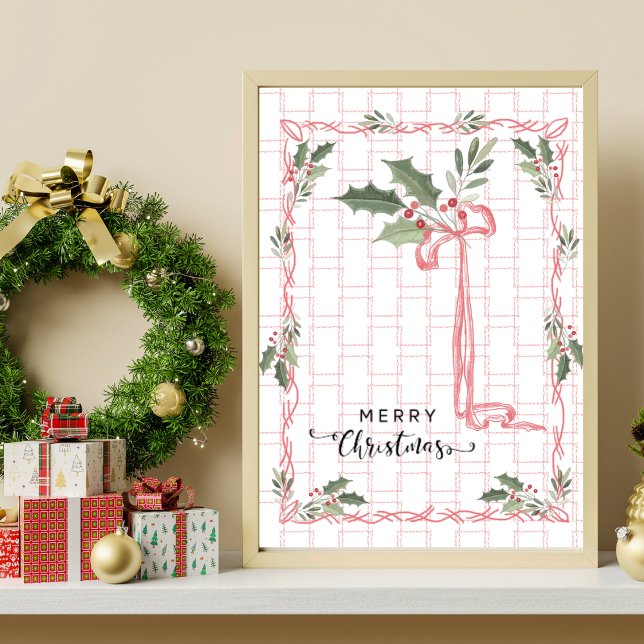 Pink Geometric Holly Berry Art Poster (Von Creator hochgeladen)