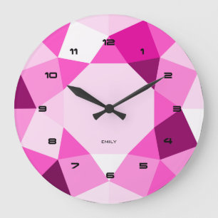 Pink Geometric Modern Design Große Wanduhr