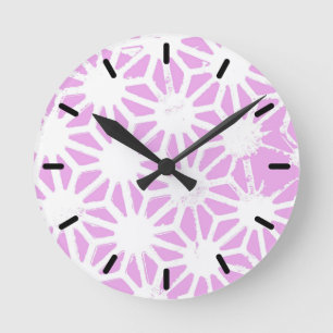 Pink geometric pattern runde wanduhr