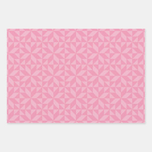 Pink Geometric Quilblock Pattern Geschenkpapier Set