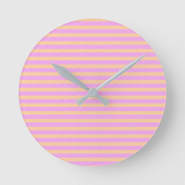 Pink Geometric  Runde Wanduhr (Vorderseite)