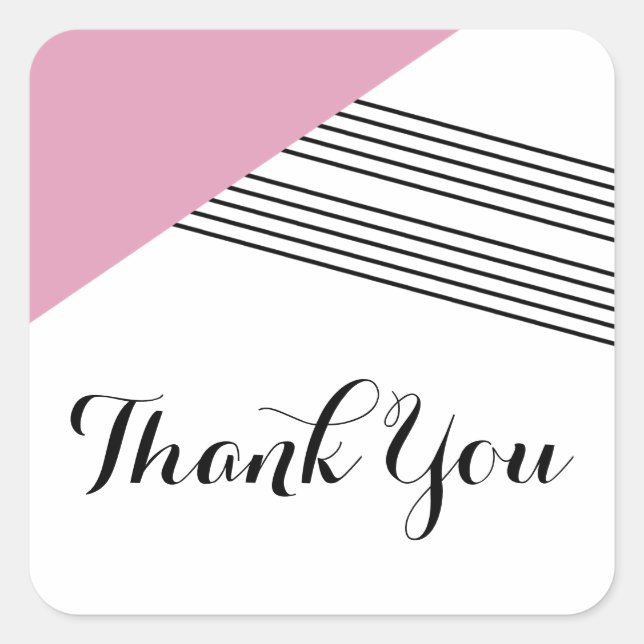 Pink Geometric Strip Danke Stickers (Vorderseite)