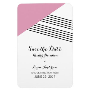 Pink Geometric Strip Speichern Sie das Datumsfenst Magnet