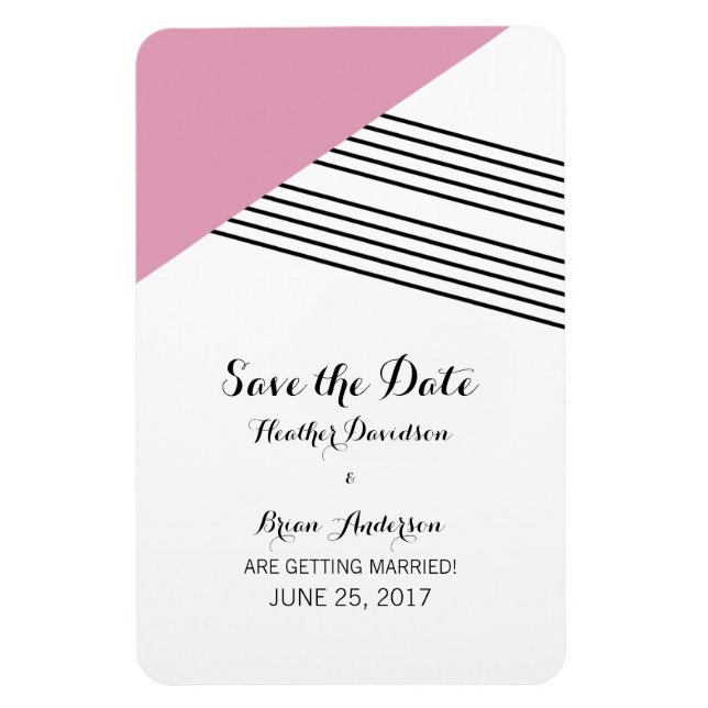 Pink Geometric Strip Speichern Sie das Datumsfenst Magnet (Vertikal)