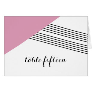 Pink Geometric Stripe Tischnummer Card