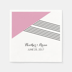 Pink Geometric Strippapier Napkins Serviette