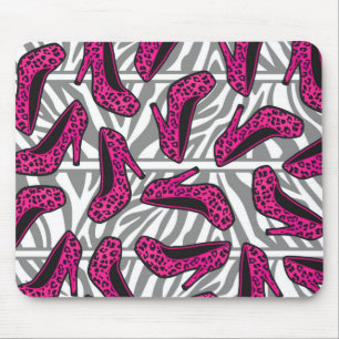 Pink-Gepard-Absatz-Schuh-Druck auf Zebra Mousepad