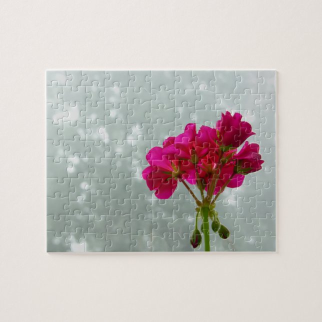 Pink Geranium Blume Foto Puzzle (Horizontal)