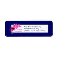 Pink Geranium Bouquet Return Address Labels