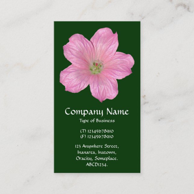 Pink Geranium - Dunkelgrün Visitenkarte (Vorderseite)