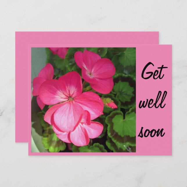 Pink Geranium Foto wird bald gut Karte (Vorne/Hinten)