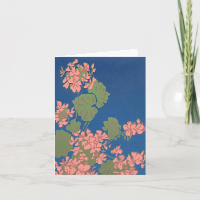 Pink Geranium Notecard Karte (Vorderseite)