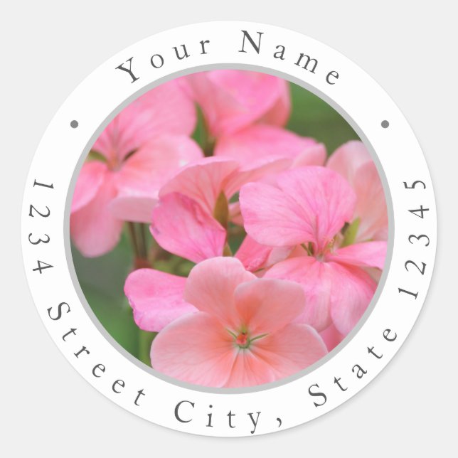 Pink Geranium Petals Labels Runder Aufkleber (Vorderseite)
