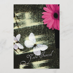 Pink Gerber Daisy Butterfly Dream Birthday Party Einladung