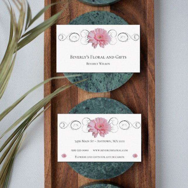 Pink Gerber Daisy Floral Shop Business Card Visitenkarte (Von Creator hochgeladen)