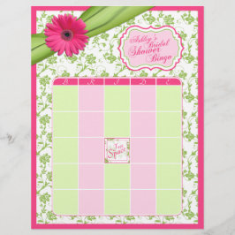 Pink Gerber Daisy Green Floral Brautparty Bingo