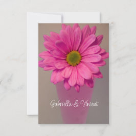 Pink Gerber Daisy in Vase Wedding Flat Mitteilungs Mitteilungskarte