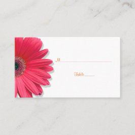 Pink Gerber Daisy Orange Ribbon Wedding Platzkarte