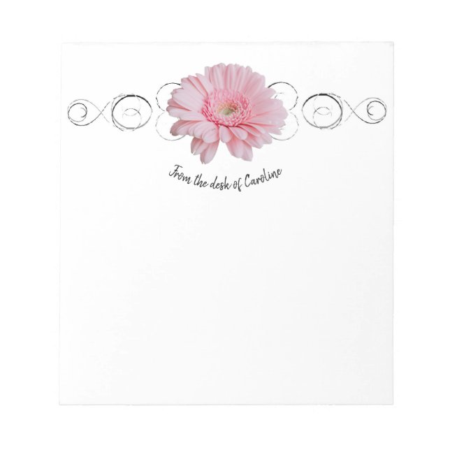 Pink Gerber Daisy Personalisiert Notepad Notizblock (Vorderseite)