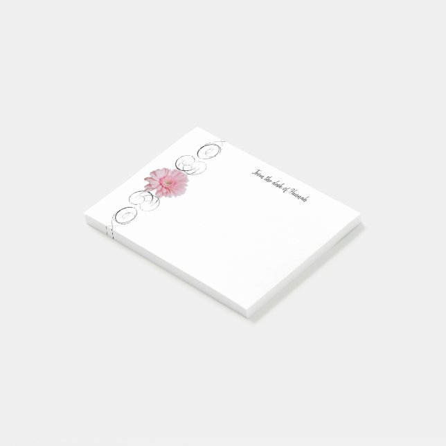 Pink Gerber Daisy Personalisiert Notes Post-it Klebezettel (angewinkelt)
