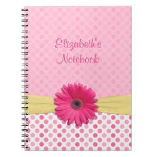 Pink Gerber Daisy Polka Dot Personalisiertes Noteb Notizblock