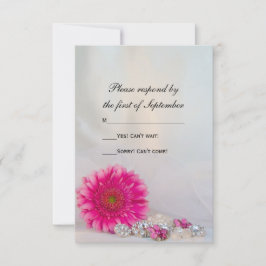 Pink Gerber Daisy und Buttons Hochzeit RSVP Karte