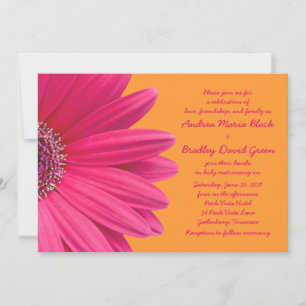 Pink Gerber Daisy und Orange Wedding Einladung