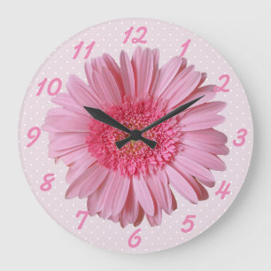 Pink Gerber Daisy Wall Clock Große Wanduhr
