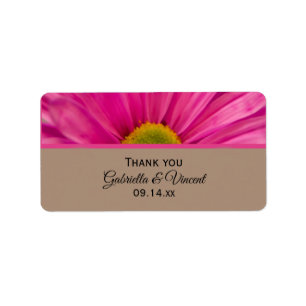 Pink Gerber Daisy Wedding Danke für Tags Adressaufkleber