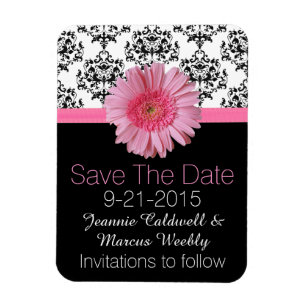 Pink Gerber Daisy Wedding Save the Date Magnet