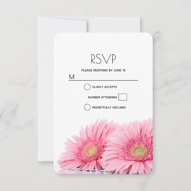 Pink Gerbera Daisies Elegante Hochzeit der Fotogra RSVP Karte (Vorderseite)