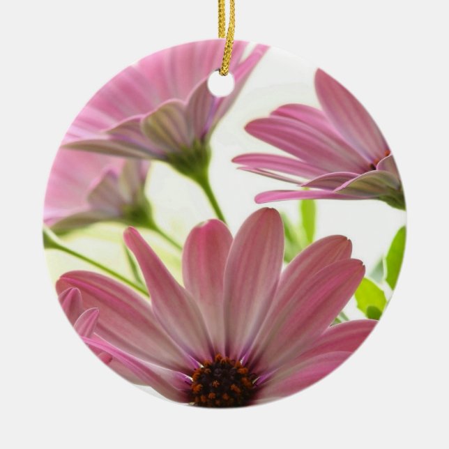 Pink Gerbera Daisies Keramik Ornament (Vorne)