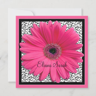 Pink Gerbera Daisy Bat Mitzvah Einladung