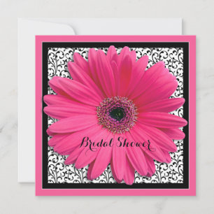 Pink Gerbera Daisy Black Bridal Dusche Einladung