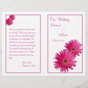 Pink Gerbera Daisy Blume Wedding Program