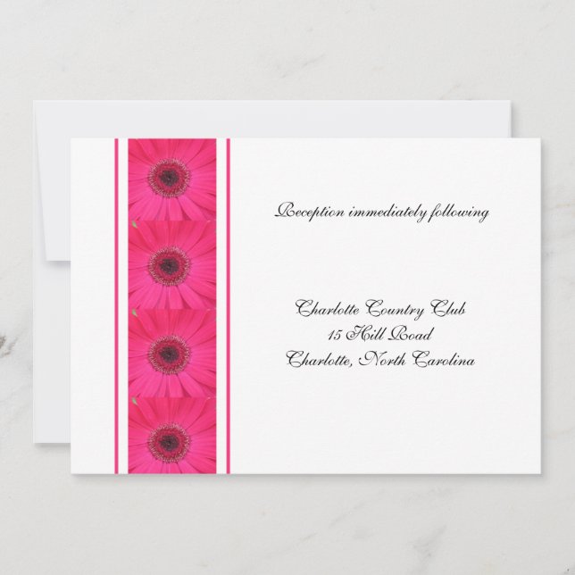 Pink Gerbera Daisy Empfang Einladung Hochzeit (Vorderseite)