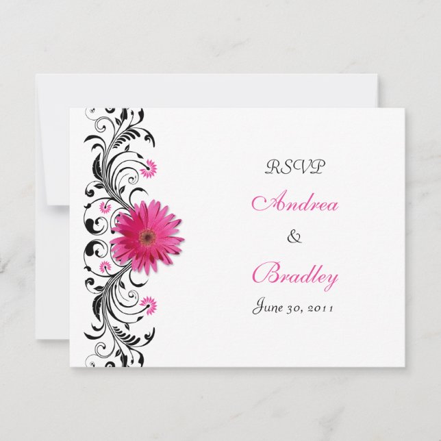 Pink Gerbera Daisy Floral UAWG Replik Card RSVP Karte (Vorderseite)