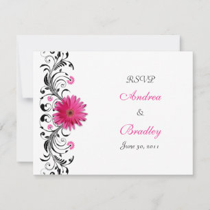 Pink Gerbera Daisy Floral UAWG Replik Card RSVP Karte