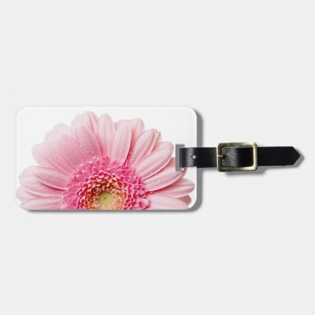 Pink Gerbera Daisy Gepäcktag Gepäckanhänger (Vorderseite horizontal)