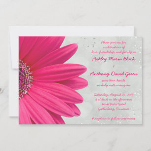 Pink Gerbera Daisy Gray Wedding Einladung