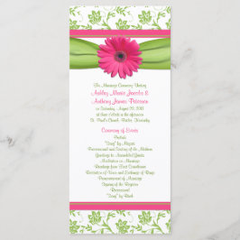 Pink Gerbera Daisy Green Floral Wedding Program Programm