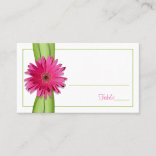Pink Gerbera Daisy Green Ribbon Platzkarte