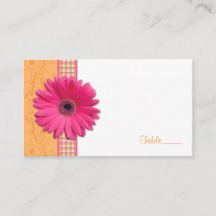 Pink Gerbera Daisy Kariert Ribbon Wedding Platzkar Platzkarte