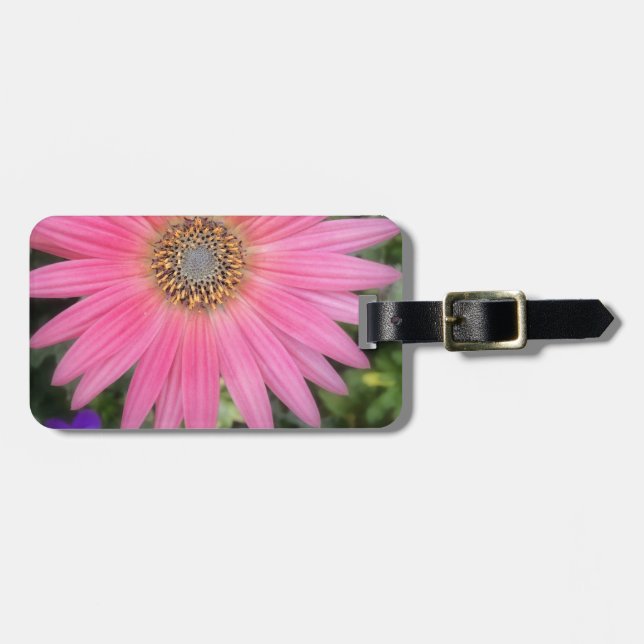 Pink Gerbera Daisy Lagguage Tag Gepäckanhänger (Vorderseite horizontal)