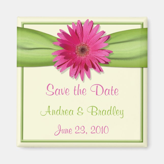 Pink Gerbera Daisy Monogram Magnet (Vorne)