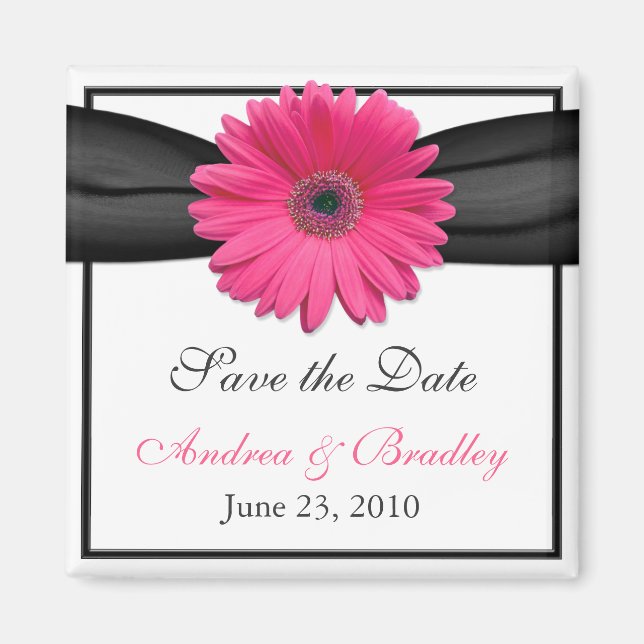Pink Gerbera Daisy Monogram Wedding Magnet (Vorne)