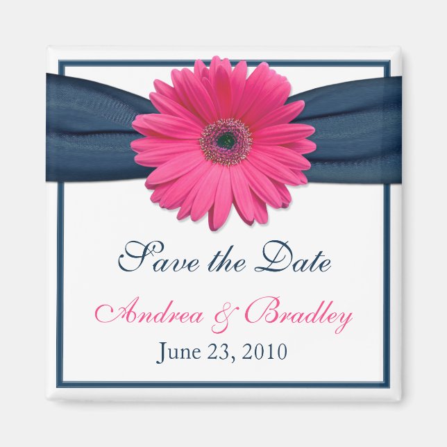 Pink Gerbera Daisy Monogram Wedding Magnet (Vorne)