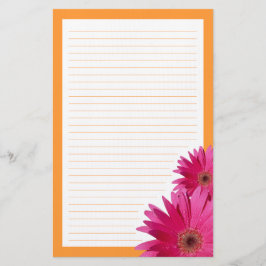 Pink Gerbera Daisy Orange Border Stationery Briefpapier