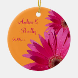 Pink Gerbera Daisy Orange Wedding oder Anniversary Keramik Ornament