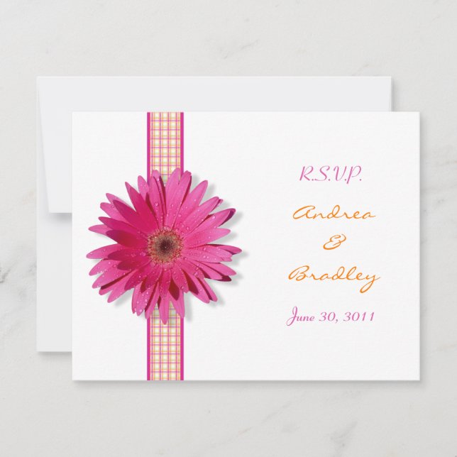 Pink Gerbera Daisy Response Card individuell anpas RSVP Karte (Vorderseite)